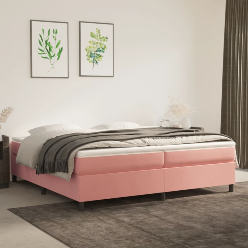 vidaXL Estructura de cama box spring terciopelo rosa 200x200 cm