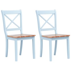 vidaXL Sillas comedor 2 uds madera maciza caucho gris y madera claro