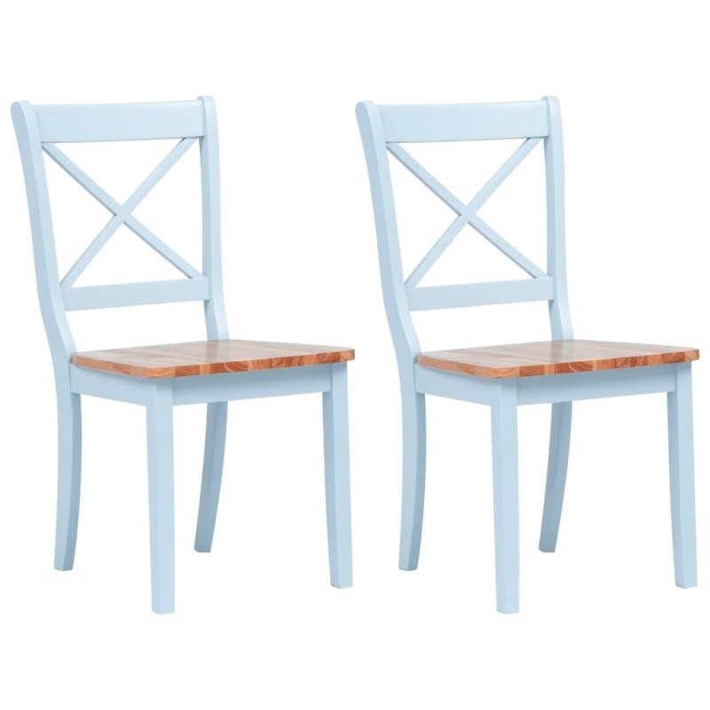 vidaXL Sillas comedor 2 uds madera maciza caucho gris y madera claro vidaXL Sillas comedor 2 uds madera maciza caucho gris y madera claro