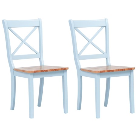 vidaXL Sillas comedor 2 uds madera maciza caucho gris y madera claro