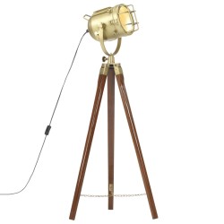 vidaXL Lámpara de suelo con trípode madera maciza de mango 97 cm         