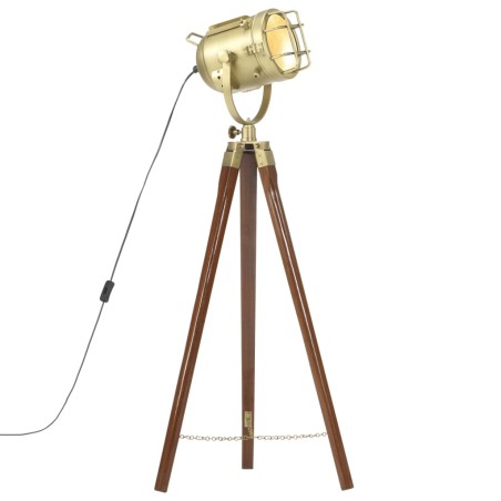 vidaXL Lámpara de suelo con trípode madera maciza de mango 97 cm         