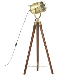 vidaXL Lámpara de suelo con trípode madera maciza de mango 97 cm         