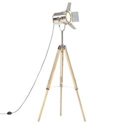 vidaXL Lámpara de suelo con trípode madera maciza de mango 140 cm        