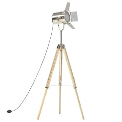 vidaXL Lámpara de suelo con trípode madera maciza de mango 140 cm        