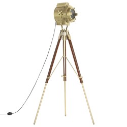 vidaXL Lámpara de suelo con trípode madera maciza de mango 193 cm     