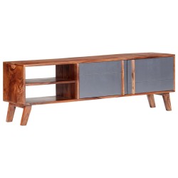 vidaXL Mueble para TV madera maciza de Sheesham gris 140x30x35 cm
