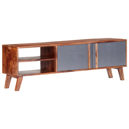 vidaXL Mueble para TV madera maciza de Sheesham gris 140x30x35 cm