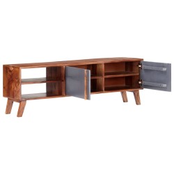 vidaXL Mueble para TV madera maciza de Sheesham gris 140x30x35 cm
