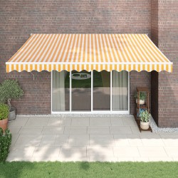 vidaXL Toldo retráctil automático amarillo y blanco 4,5x3 m