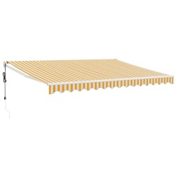 vidaXL Toldo retráctil automático amarillo y blanco 4,5x3 m
