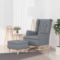 vidaXL Sillón con patas mecedoras y taburete de tela gris claro vidaXL Sillón con patas mecedoras y taburete de tela gris claro