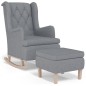 vidaXL Sillón con patas mecedoras y taburete de tela gris claro vidaXL Sillón con patas mecedoras y taburete de tela gris claro
