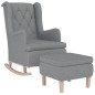 vidaXL Sillón con patas mecedoras y taburete de tela gris claro vidaXL Sillón con patas mecedoras y taburete de tela gris claro