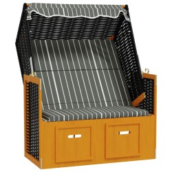 vidaXL Silla playa Strandkorb dosel ratán sintético madera negro gris