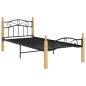 vidaXL Estructura de cama madera maciza de roble metal negro 90x200 cm vidaXL Estructura de cama madera maciza de roble metal negro 90x200 cm