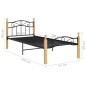 vidaXL Estructura de cama madera maciza de roble metal negro 90x200 cm vidaXL Estructura de cama madera maciza de roble metal negro 90x200 cm