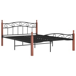 vidaXL Estructura de cama metal y madera maciza de roble 140x200 cm