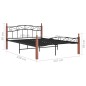 vidaXL Estructura de cama metal y madera maciza de roble 140x200 cm vidaXL Estructura de cama metal y madera maciza de roble 140x200 cm