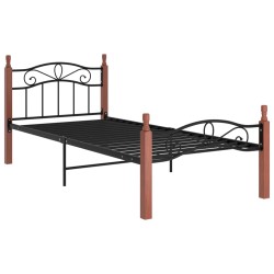 vidaXL Estructura de cama metal y madera maciza de roble 100x200 cm