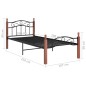 vidaXL Estructura de cama metal y madera maciza de roble 100x200 cm