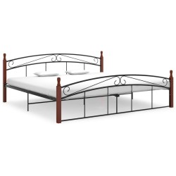 vidaXL Estructura de cama metal y madera maciza de roble 200x200 cm