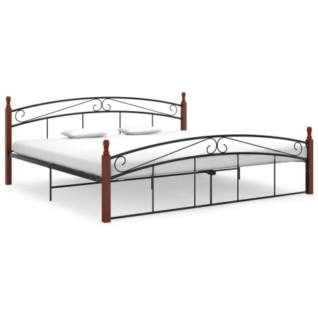 vidaXL Estructura de cama metal y madera maciza de roble 200x200 cm