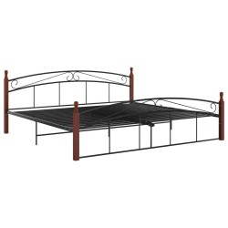 vidaXL Estructura de cama metal y madera maciza de roble 200x200 cm