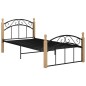 vidaXL Estructura de cama metal y madera maciza de roble 100x200 cm vidaXL Estructura de cama metal y madera maciza de roble 100x200 cm