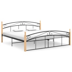 vidaXL Estructura de cama metal y madera maciza de roble 180x200 cm