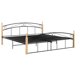 vidaXL Estructura de cama metal y madera maciza de roble 180x200 cm