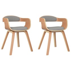 vidaXL Sillas de comedor 2 uds madera curvada y tela gris taupe