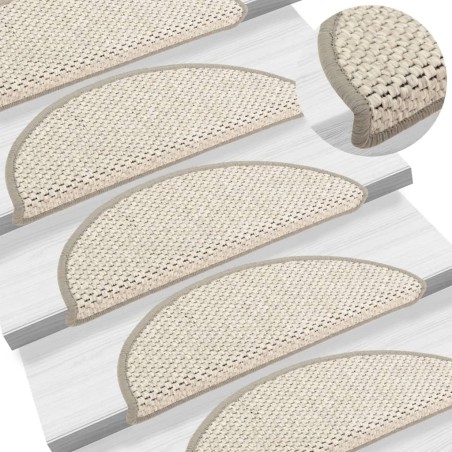 vidaXL Alfombrilla autoadhesiva escalera sisal 15 uds beige 56x17x3 cm
