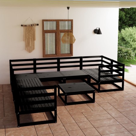 vidaXL Juego de muebles de jardín 9 piezas madera maciza de pino