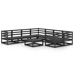vidaXL Juego de muebles de jardín 9 piezas madera maciza de pino
