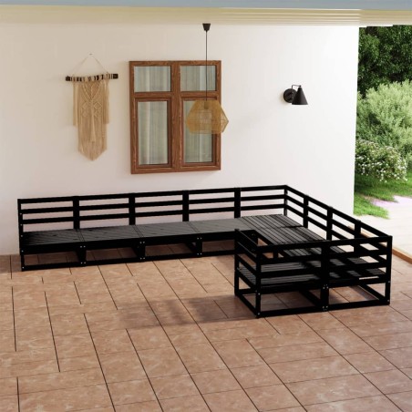 vidaXL Juego de muebles de jardín 9 piezas madera maciza de pino