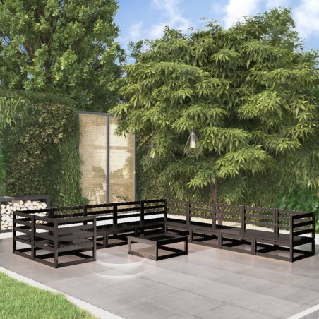 vidaXL Juego de muebles de jardín 11 piezas madera maciza de pino