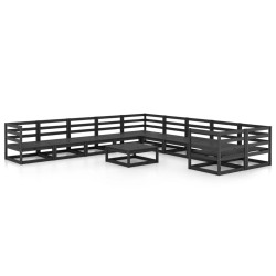 vidaXL Juego de muebles de jardín 11 piezas madera maciza de pino