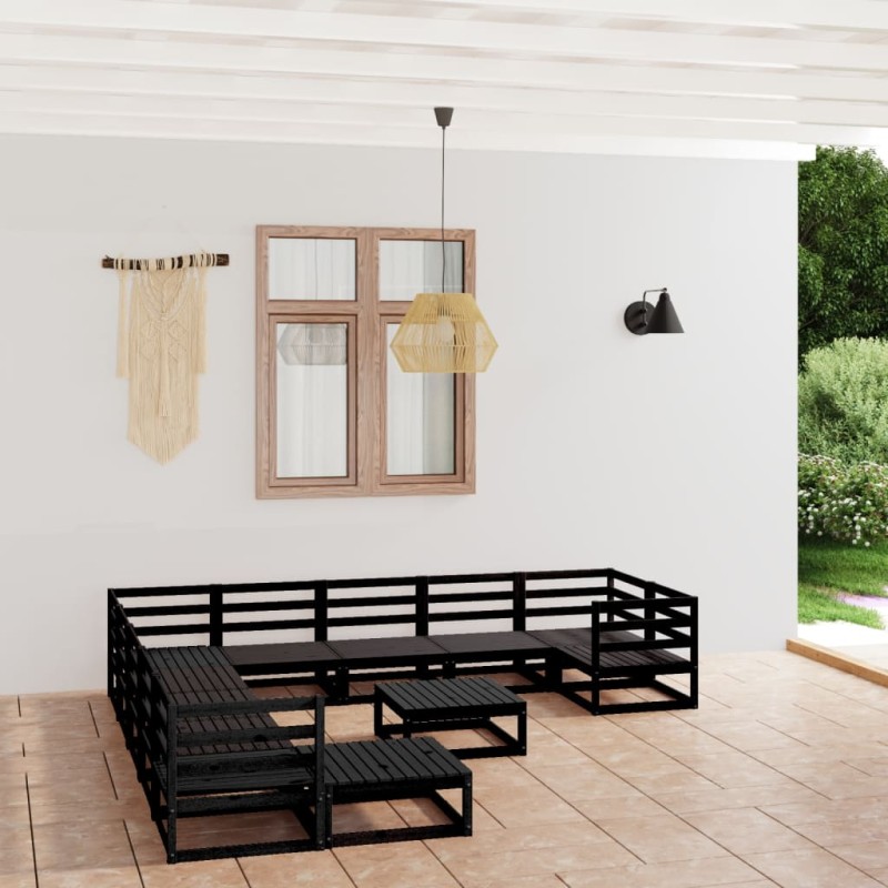 vidaXL Juego de muebles de jardín 12 piezas madera maciza de pino vidaXL Juego de muebles de jardín 12 piezas madera maciza de pino