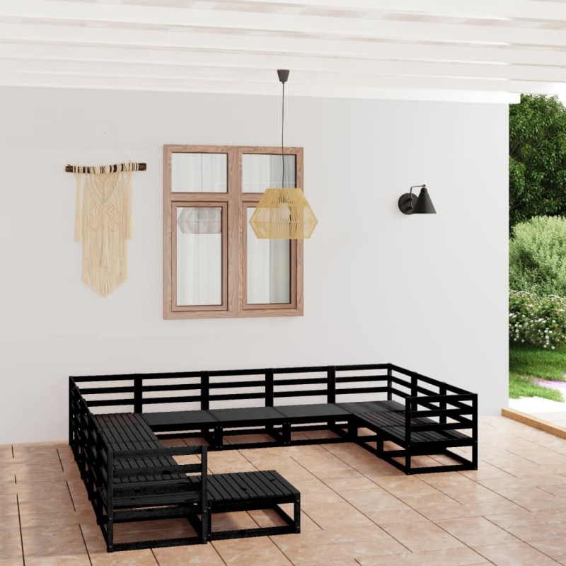 vidaXL Juego de muebles de jardín 12 piezas madera maciza de pino vidaXL Juego de muebles de jardín 12 piezas madera maciza de pino