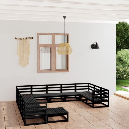 vidaXL Juego de muebles de jardín 12 piezas madera maciza de pino