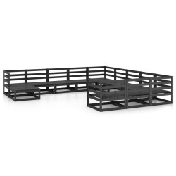 vidaXL Juego de muebles de jardín 12 piezas madera maciza de pino