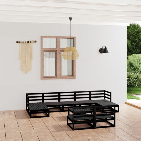 vidaXL Juego de muebles de jardín 10 piezas madera maciza de pino