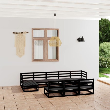 vidaXL Juego de muebles de jardín 10 piezas madera maciza de pino