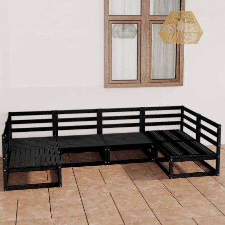 vidaXL Juego de muebles de jardín 6 piezas madera maciza de pino