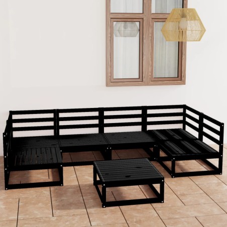 vidaXL Juego de muebles de jardín 7 piezas madera maciza de pino