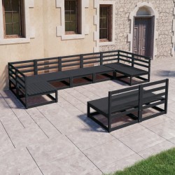 vidaXL Juego de muebles de jardín 9 piezas madera maciza de pino