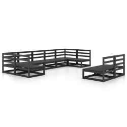 vidaXL Juego de muebles de jardín 9 piezas madera maciza de pino