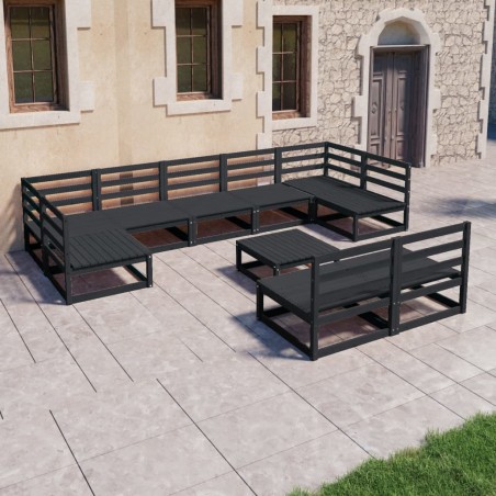 vidaXL Juego de muebles de jardín 10 piezas madera maciza de pino