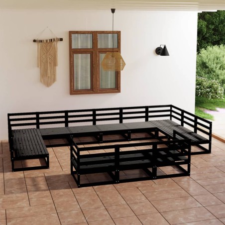 vidaXL Juego de muebles de jardín 13 piezas madera maciza de pino